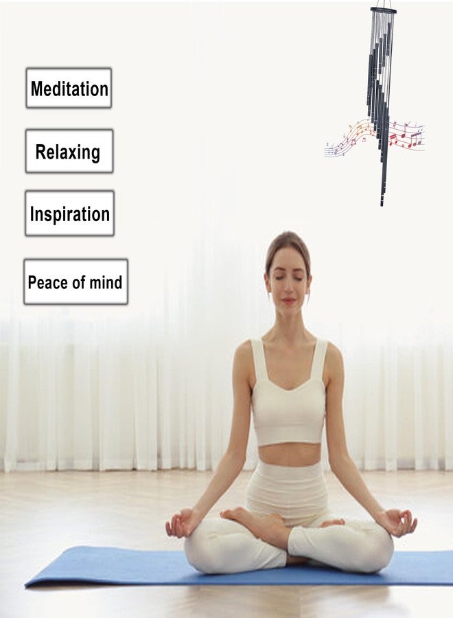 أجراس رياح معدنية من ميلوبا، بطول 33.5 بوصة و18 أنبوبًا، مثالية لإضفاء الطاقة الإيجابية على المنزل والشرفة والمكتب، كما أنها هدية رائعة لأعياد الميلاد والذكرى السنوية، ومناسبة أيضًا لفن الفاستو المنزلي، بالإضافة إلى كونها هدية تذكارية. لونها أسود. - Image 3